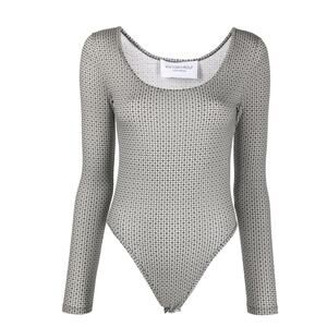 VIKTOR & ROLF Geometric Print Leotard One Piece Bodysuit Size Small Long Sleeves